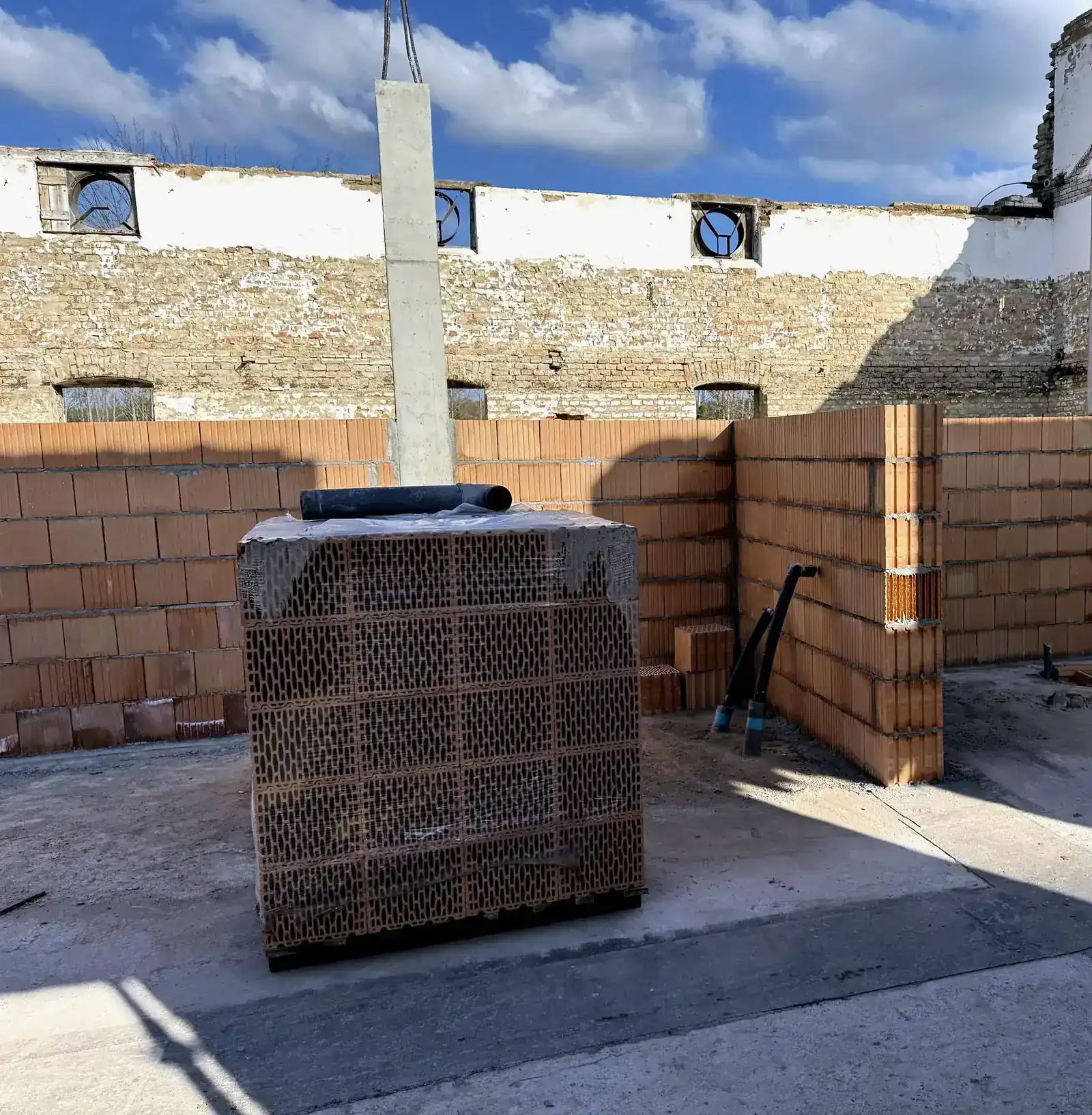 Főfalazás felújítás során